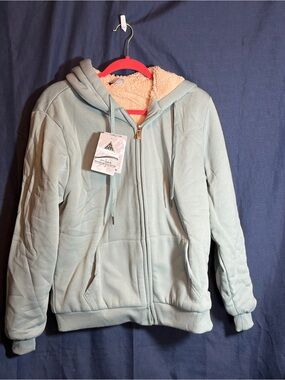 NWT Light Aqua Sherpa-Lined Zip Hoodie Jacket